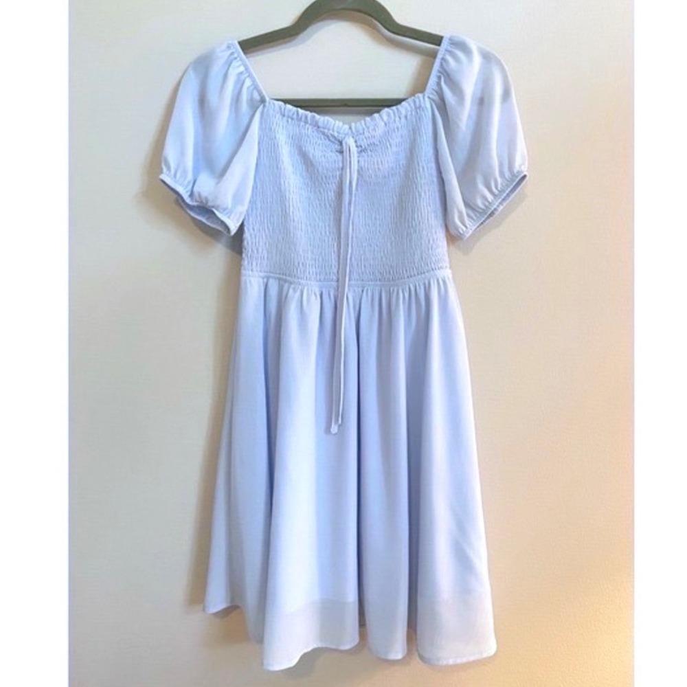 Byinns Smocked Flutter Sleeve Light Blue Dress